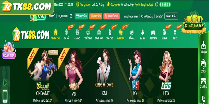 Game bài là sảnh cá cược hàng đầu, thu hút đông đảo game thủ tại nền tảng TK88