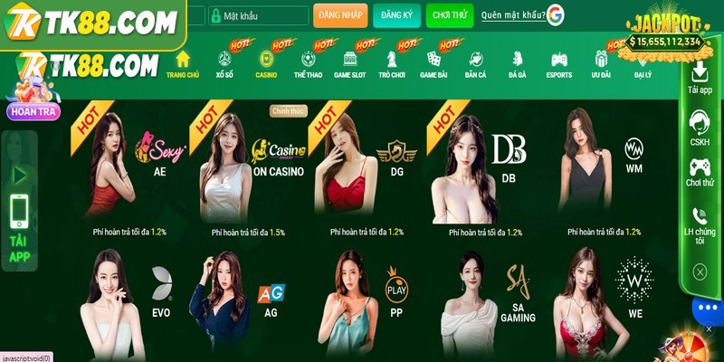 Live Casino tại TK88 được đầu tư chỉn chu cả về giao diện lẫn dịch vụ chất lượng